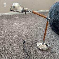 Metal And Wood Desk Lamp—Heavy Duty