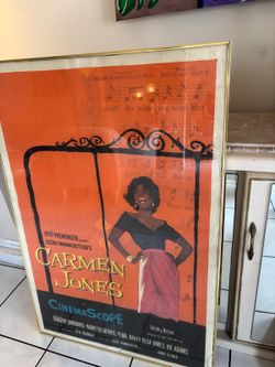 1954 Vintage movie framed poster of Carmen Jones 27” x 40” $80
