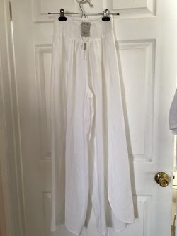 Charlie Paigen White Wide-Leg Smocked Waist Pants