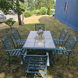 Iron Patio Table With 6 Chairs( 2 Rocking Chair) Just $100OBO 
