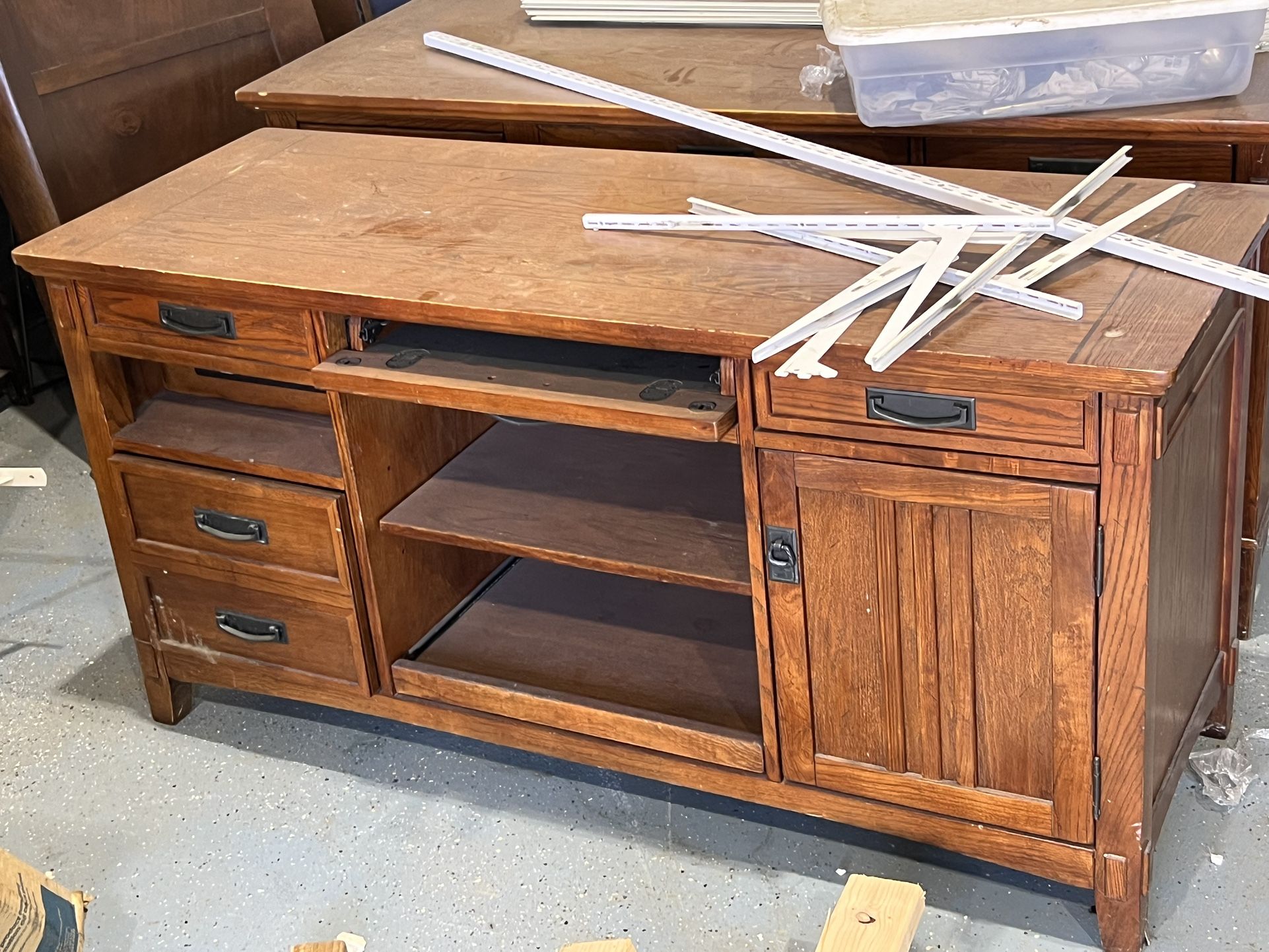 Free Office Furniture Solid Wood Desk with Credenza