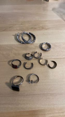 Hoop earrings and miscellaneous rings