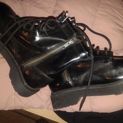 Patten Leather Ankle Boots New Sizes 6.. 7.. 8.. 
