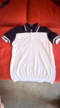 Armani Exchange Men’s Black & White Knit Polo Shirt – Size Medium