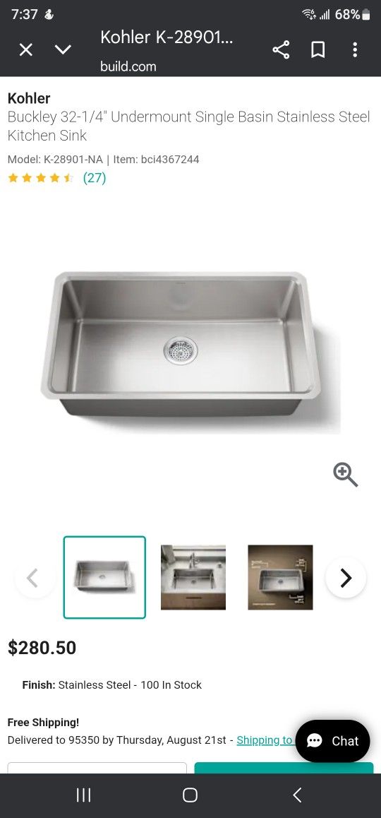 Brand New Kohler Single Bowl Undermount Sink $175 Pickup In Oakdale 