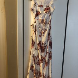 Floral White Long Dress Size M
