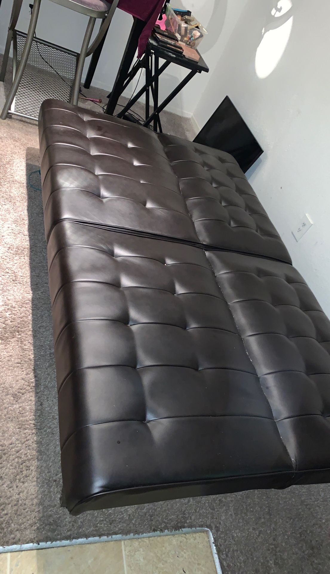Chocolate Brown Leather Futon