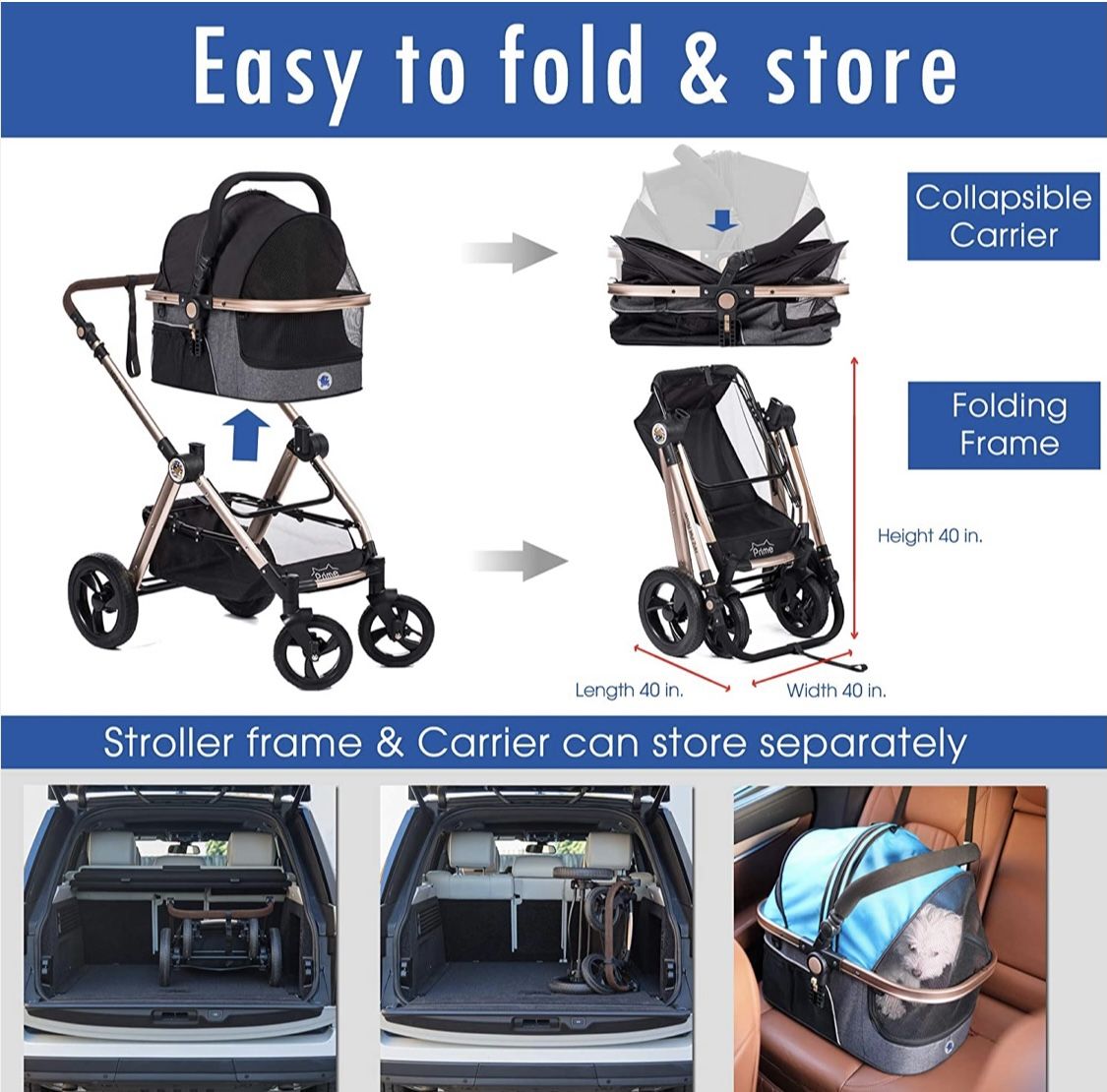 Luxe Dog Stroller - Travel System