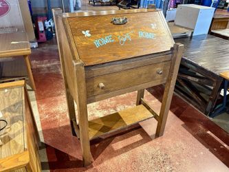 Old School “Home Sweet Home” Wood Solids Secretary Desk