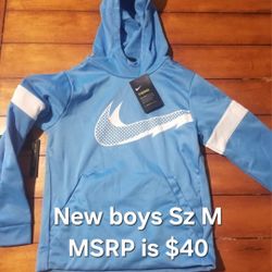 New Boys Sz M MEDIUM Nike Hoodie Sweatshirt  Nwt Blue