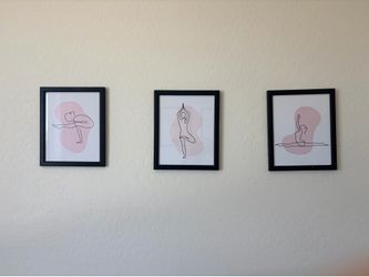 Set of 3 Framed Minimalist Line Art Prints - READ DESCRIPTION