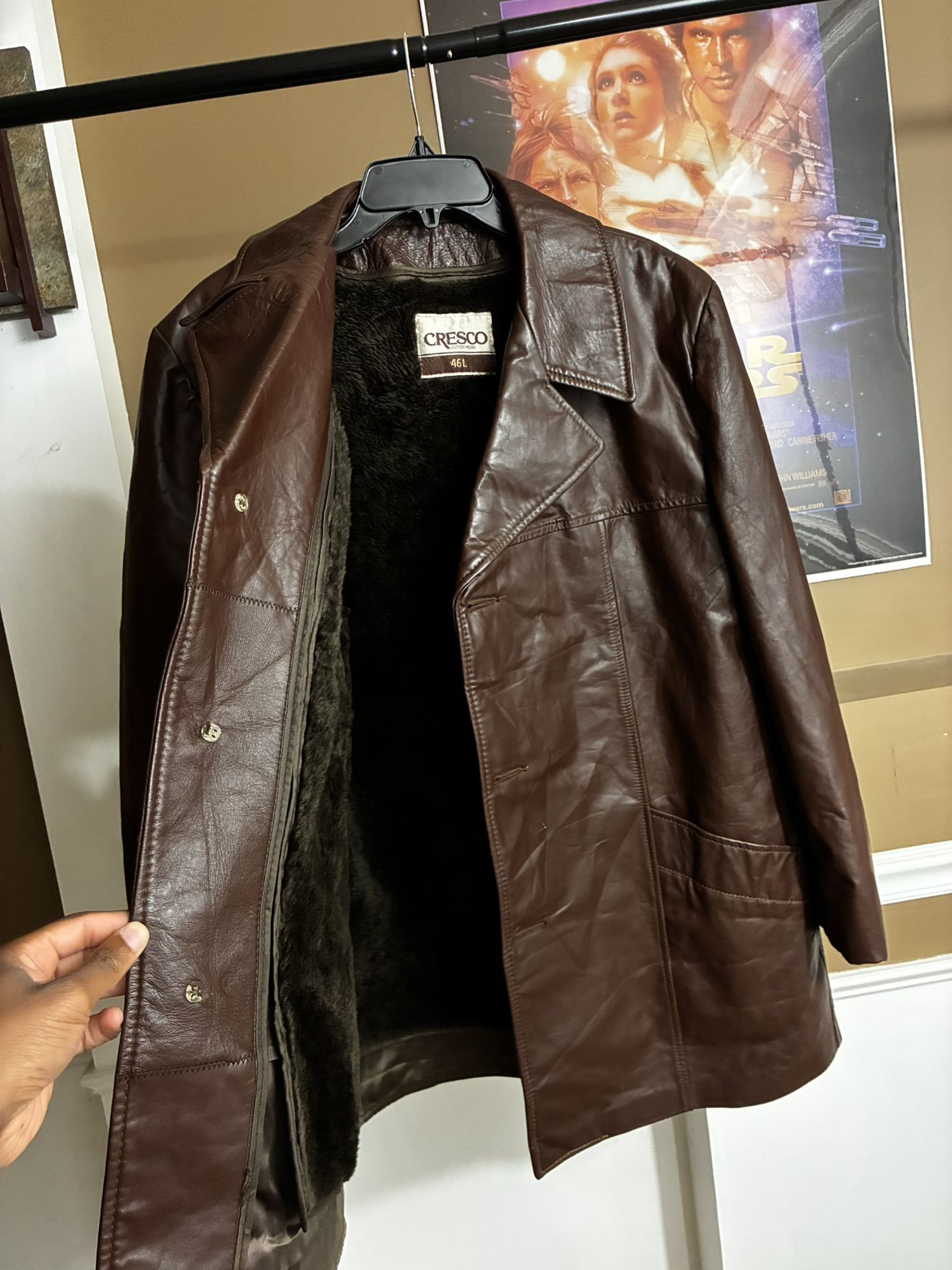 Brown Leather Jacket With Fur