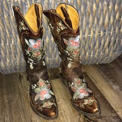 Old Gringo Bonnie Western Boots Women 7.5 B Brown Flower Snip Toe