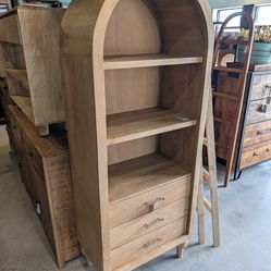 Mango wood arched cabinet with drawers