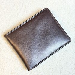 Premium Brown Genuine Leather Bifold Wallet Classic Slim Design