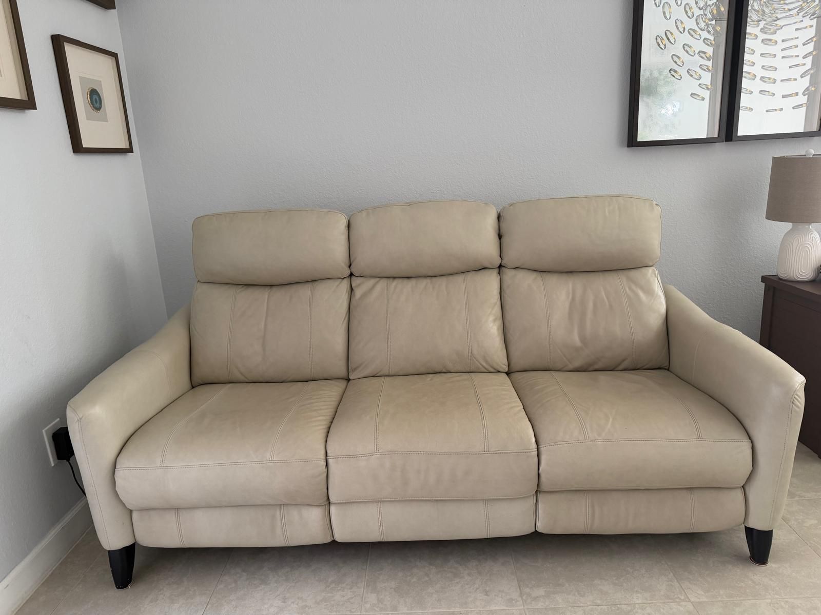 Genuine Leather Off White Couch and Recliner!