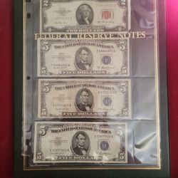 $2 Red Seal Star Note N 5$ Blue Certificate Bills