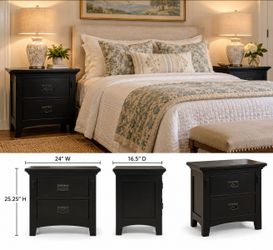 Pair of Black 2-Drawer Nightstands Mission Arts and Crafts style
