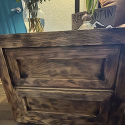 Rustic Wood Distressed End Table 