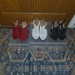 Wedge Sandals. 3 Pair 9.5