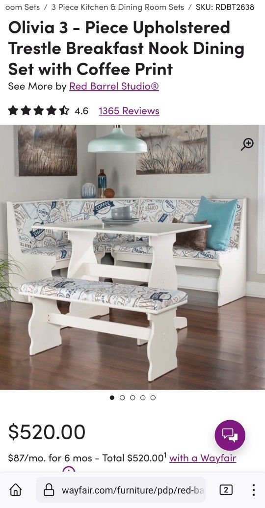 Red barrel studio olivia 3 2024 piece breakfast nook dining set