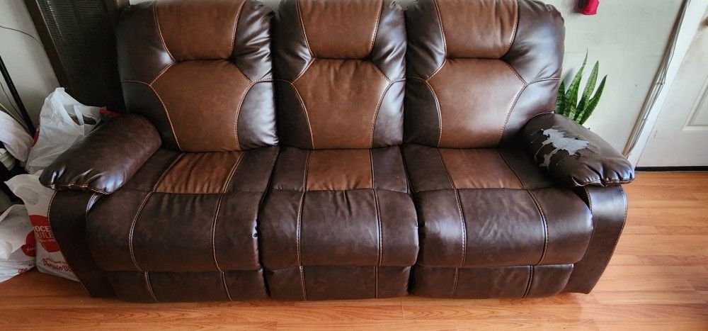 Free Two Recliner Couches/Sofas W/ Grey Covers.