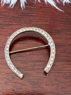 Art Deco sterling silver paste stone wishbone pin