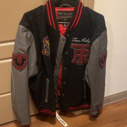 Dope True Religion Leather Sleeved Varsity Jacket