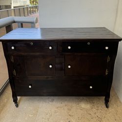 Vintage Wood Entry Table / Storage Desk