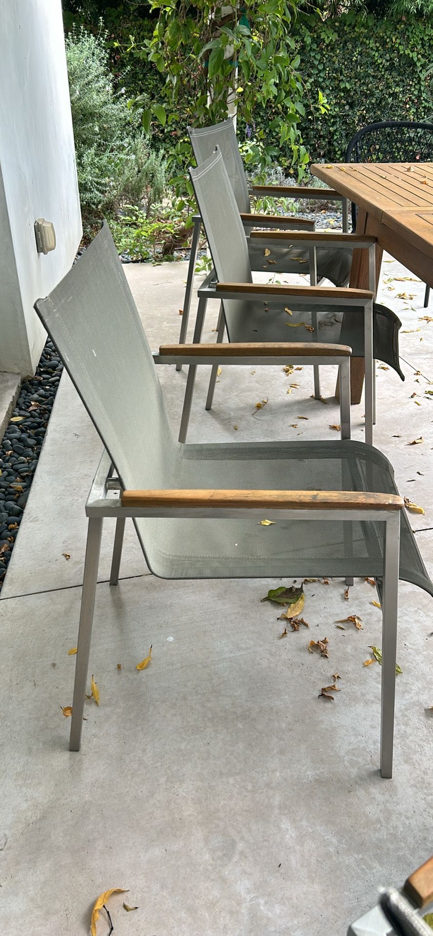 Teak warehouse stainless steel Outdoor Mesh chairs