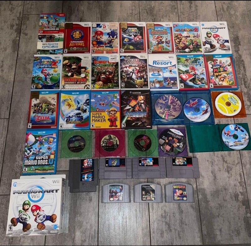 NINTENDO WII U GAMECUBE SNES NES N64 VIDEO GAMES SUPER MARIO BROS KART POKEMON ZELDA SPORTS RESORT