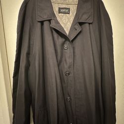 NEWPORT HARBOR MENS BLACK TRENCH COAT with REMOVABLE WOOL ZIPPER LINING  SIZE XXL/2XL vintage