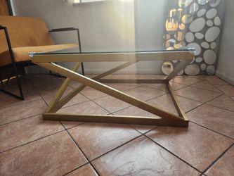 Matte Brushed Gold Modern Coffee Table
