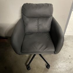 Modern Grey Faux Leather Swivel Office / Accent Chair