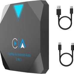 Android Auto Wireless Adapter, 2 in 1 Wireless CarPlay Adapter for iPhone, CarPlay Wireless Adapter Convert Wired to Wireless, Plug & Play for Factory