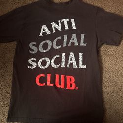 anti social club shirt red and grey 