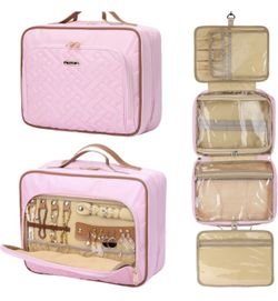 Toiletry Travel Bag for Women, Pink, Large-capacity, Water-resistant
