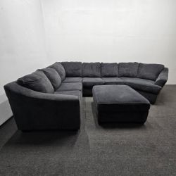 Ashley's Furniture Black Clean Sectional Sofa Couch With Chaise - Can Deliver!