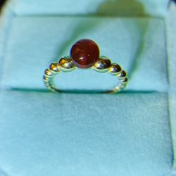 18k REAL PURE SOLID PAWNABLE SAUDI GOLD BUBBLE RING WITH RED CARNELIAN STONE