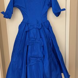 Vintage 1950s Royal Blue Taffeta party/Prom Dress S