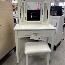 BRAND NEW Offwhite Vanity With Mirror And Stool