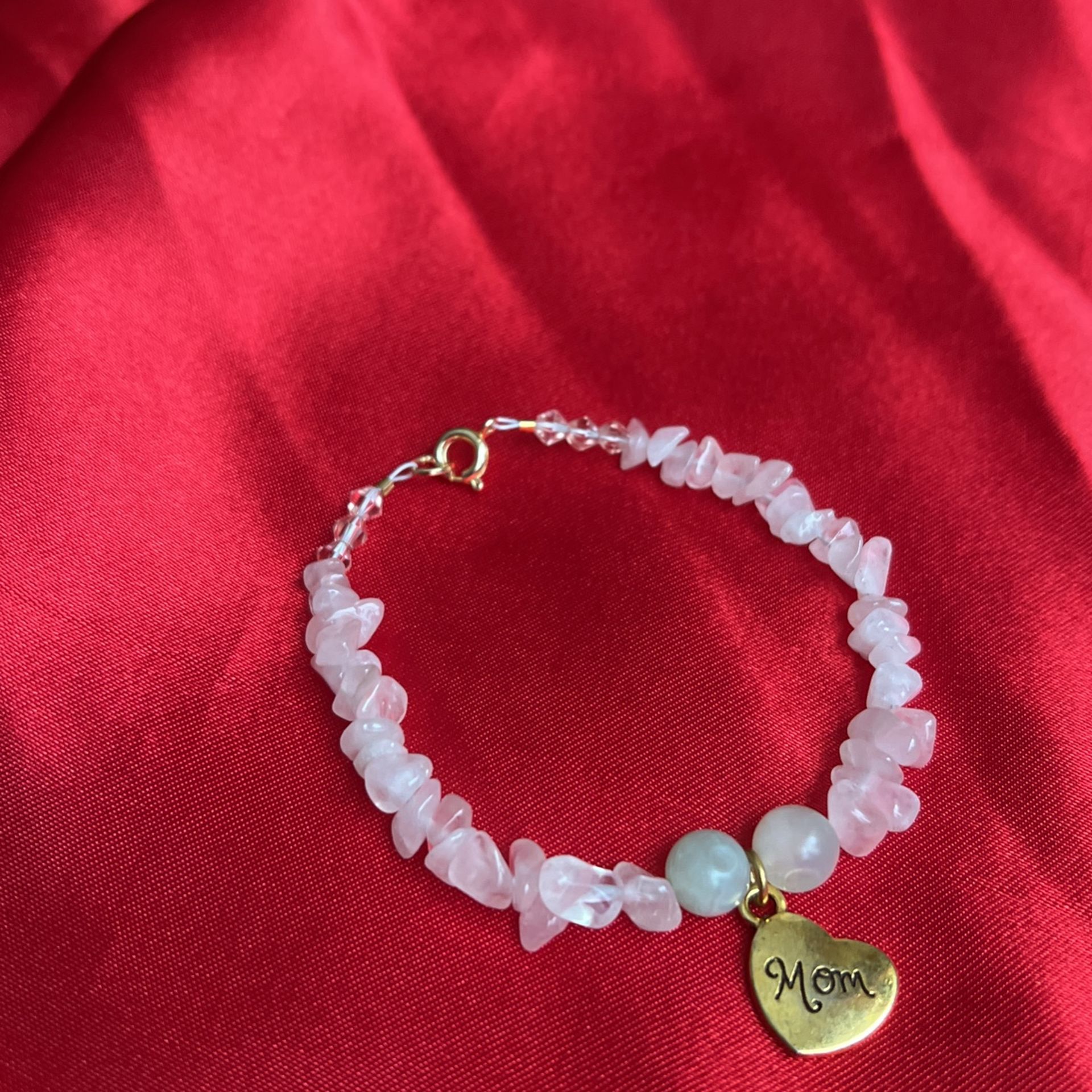 Rose Quartz Jade With Mom Charm