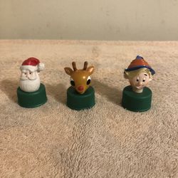 1990’s Pepsi Rudolph The Red Nose Reindeer Bottle Toppers Lot Of 3