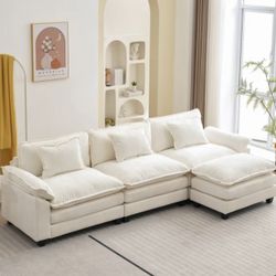 120" Sectional Sofa Comfy Cloud Couch for Living Room Modern Sofa Sleeper Deep Couches with Ottoman