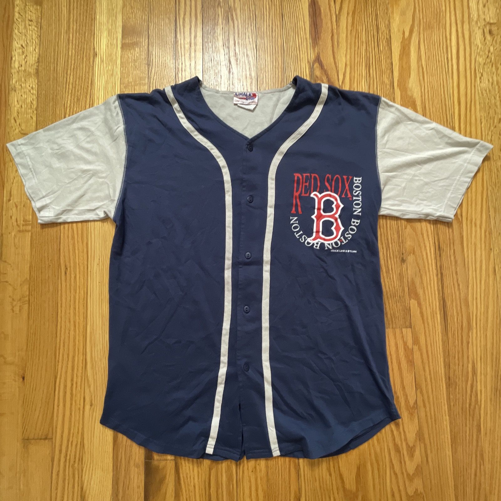 Vintage Boston Red Sox Chalk Line Jersey MLB Baseball Russell 1996 - Rare - Blue