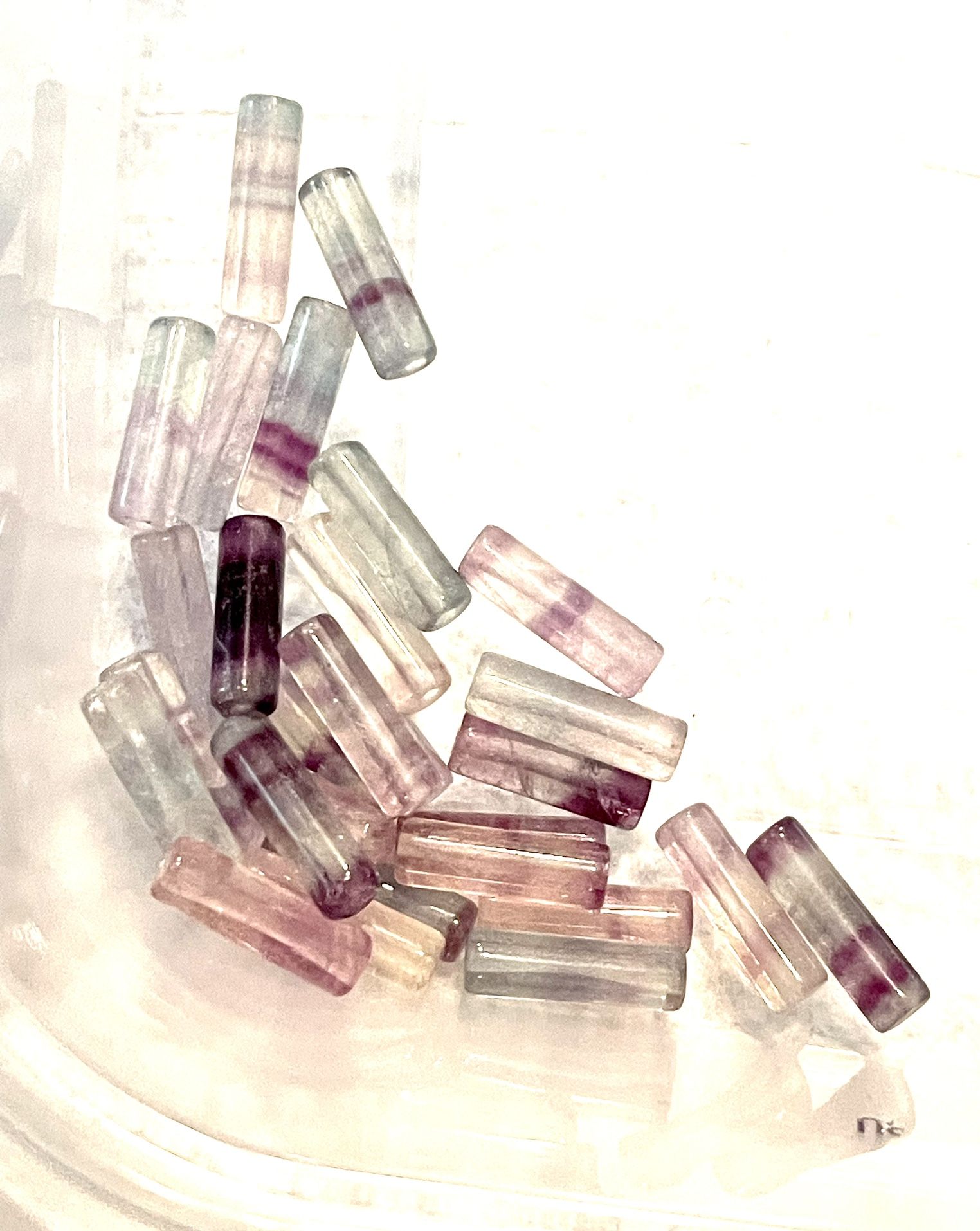Lot Of 25 Fluorite Tube Beads