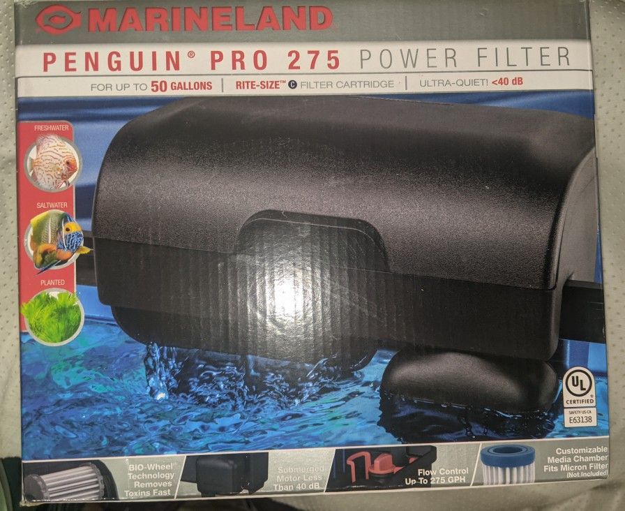 Marineland 275 Penguin PRO Power Filter, Multi-Stage Aquarium Filtration

