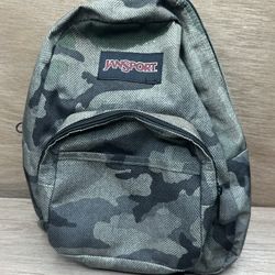 Jansport Mini Half Pint Backpack Green Camouflage Woodland Bag Camp Laptop S