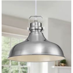 Brushed Nickel Farmhouse Pendant Lights Matte Pendant Lighting for Kitchen Island Industrial Adjustable Height Vintage Dome Hanging Light Fixtures for