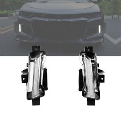 ZL1 Style Front Bumper Cover W/ DRL Fog Lights – Fits 2014-2015 Chevy Camaro – Unpainted Black, PP Material, 4Caroption